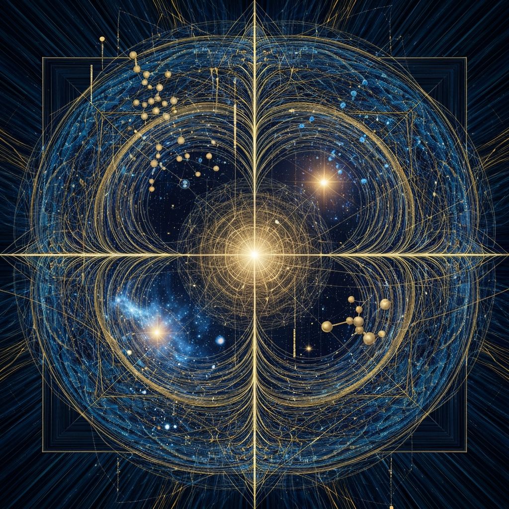Islamic geometric patterns blended with scientific research elements